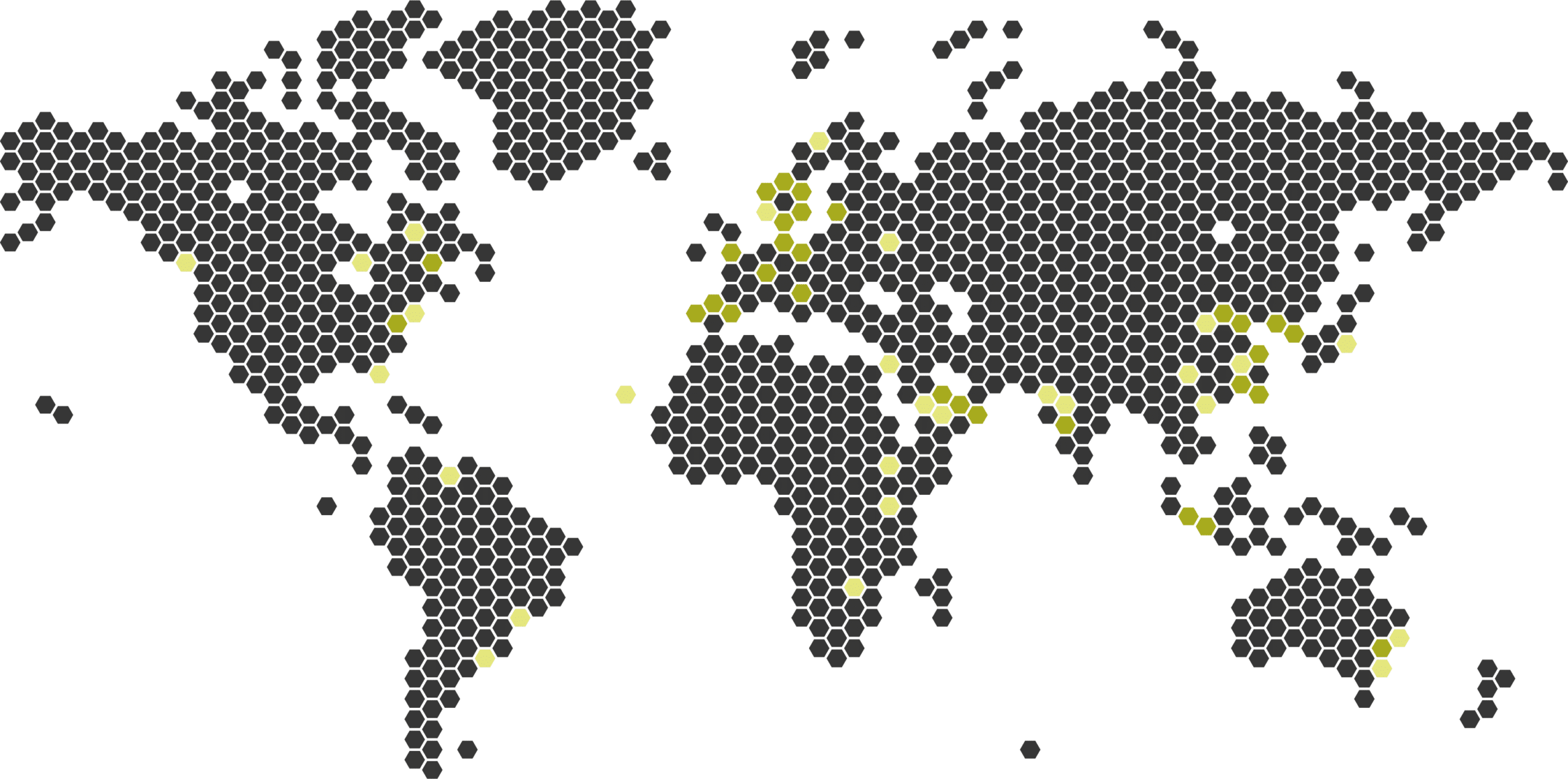 black map on a white background with marked positions in green