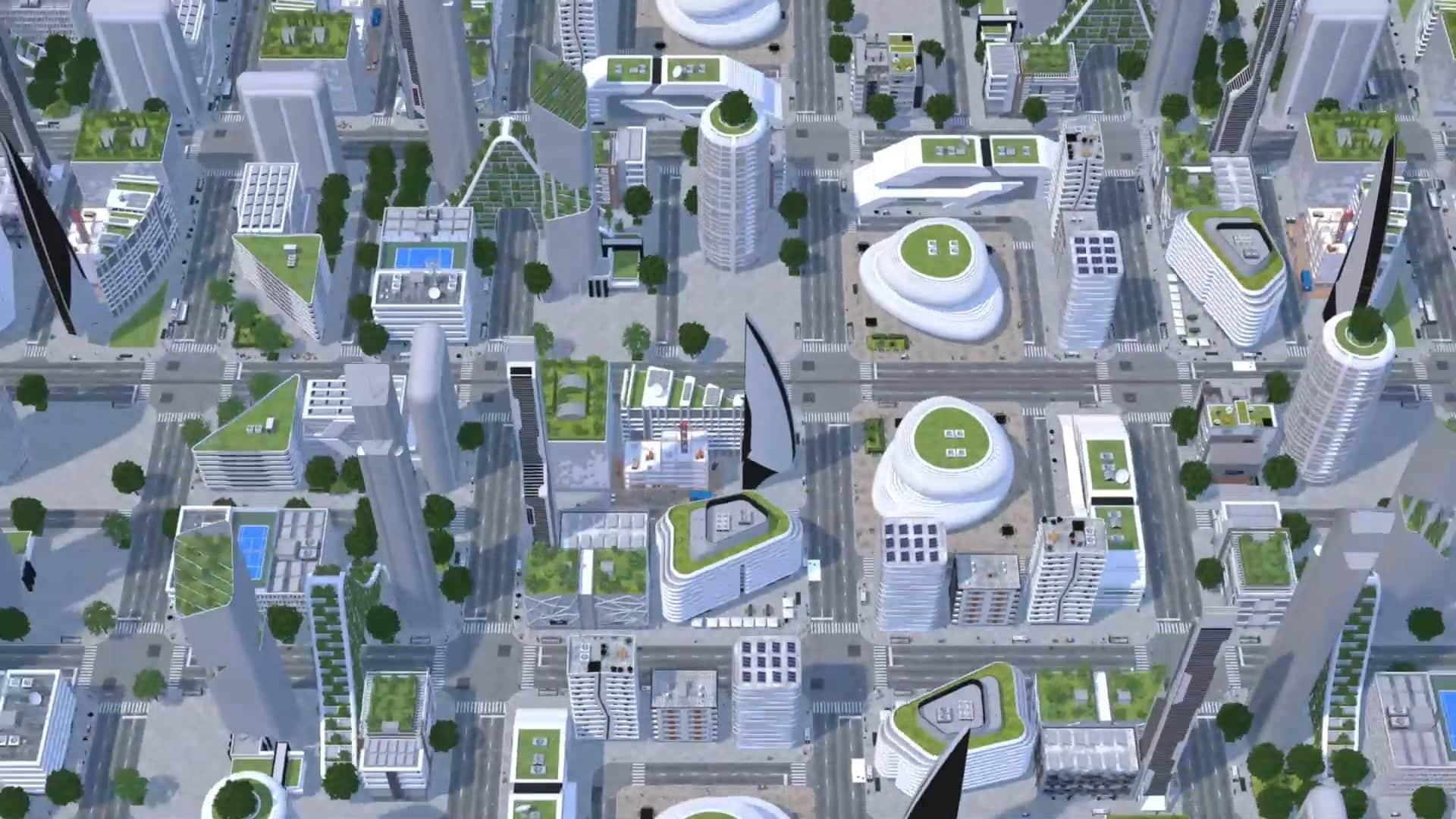 3D illustration of a city from above