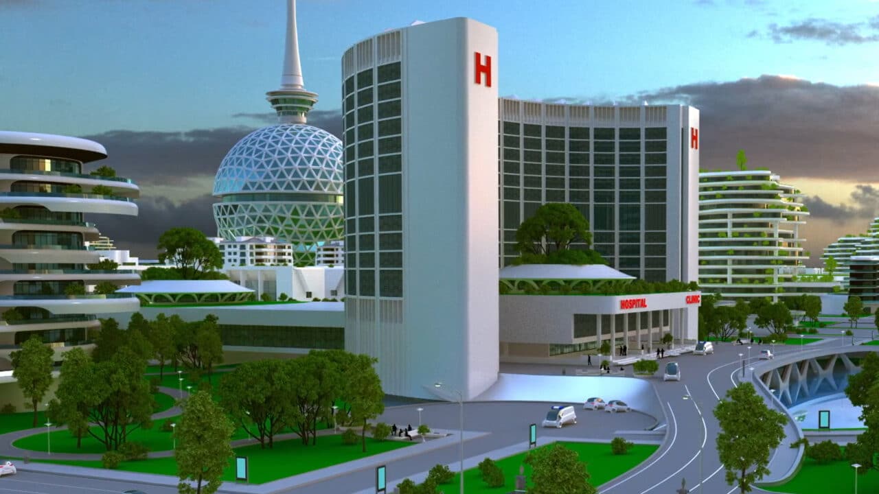 3D illustration of a hospital area