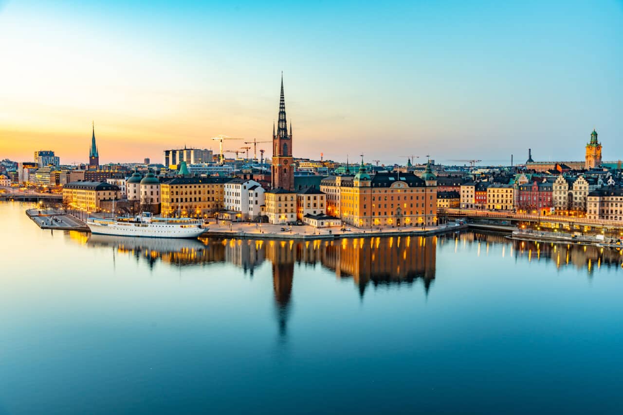 Sunset view of Gamla Stan in Stockholm, seen from Södermalm