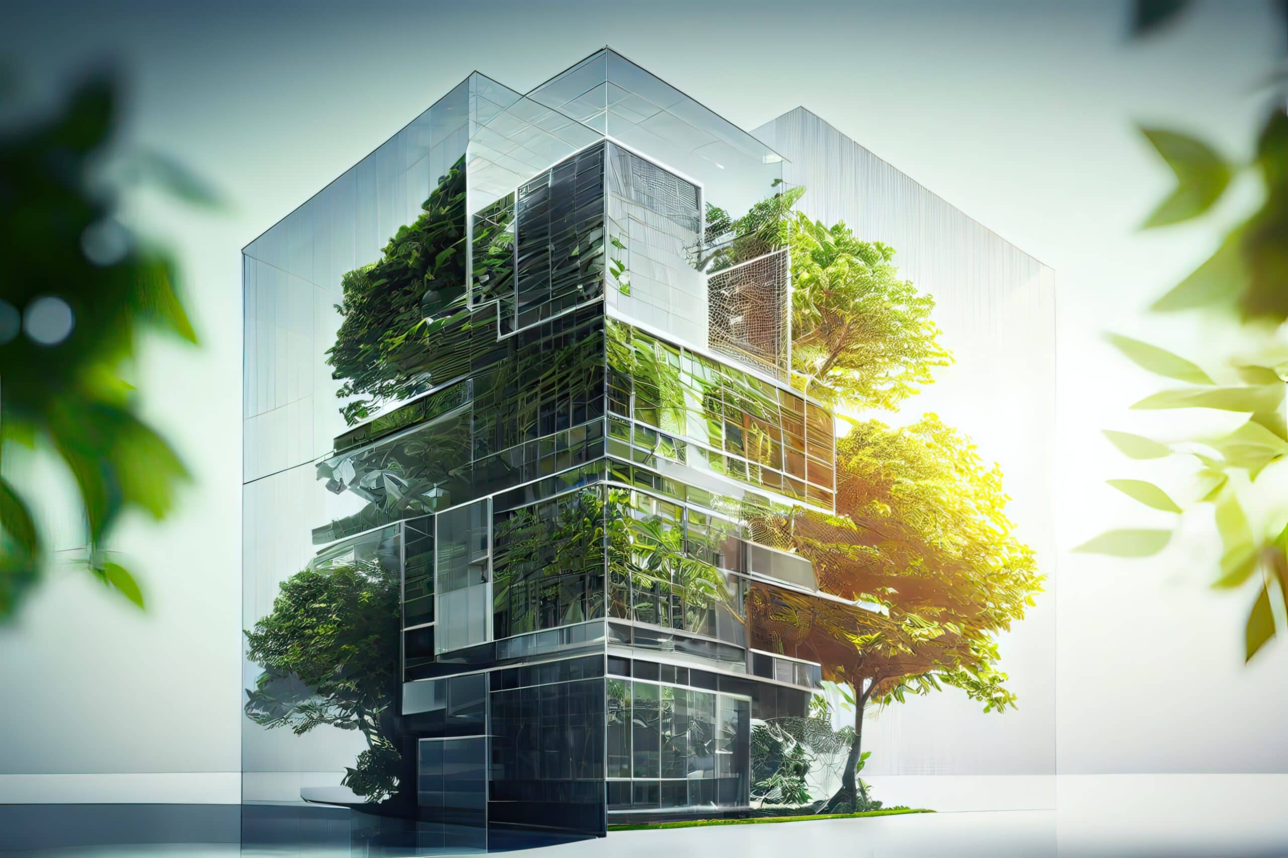 Generative AI illustration of eco friendly construction in a contemporary metropolis