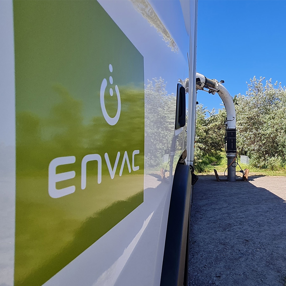 Envac mobile pneumatic system truck collecting waste